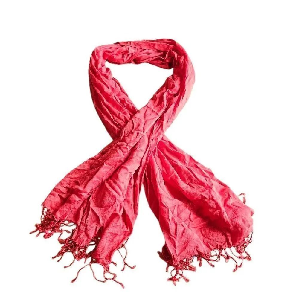 Chicos one size papaya coral fringe scarf